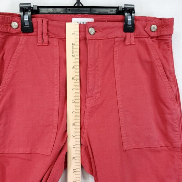 Pistola Utility Casual Pants Womens 29 Cropped Red Flat Front With Pockets - Picture 4 of 14